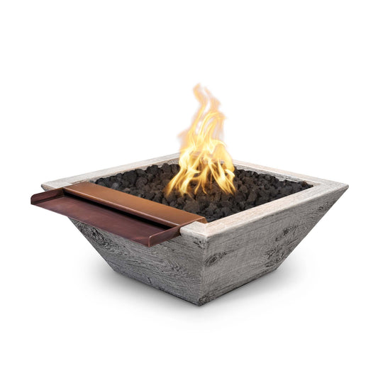 The Outdoor Plus - 24" Square Maya Fire & Water Bowl - Stainless Steel - NG, LP - OPT-SQSS24FANDW