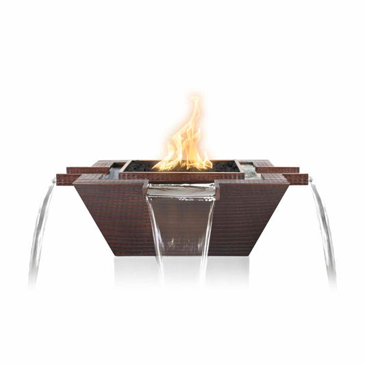 The Outdoor Plus - 30" Square Maya Fire & Water Bowl - Stainless Steel - NG, LP - OPT-30FW4WSS