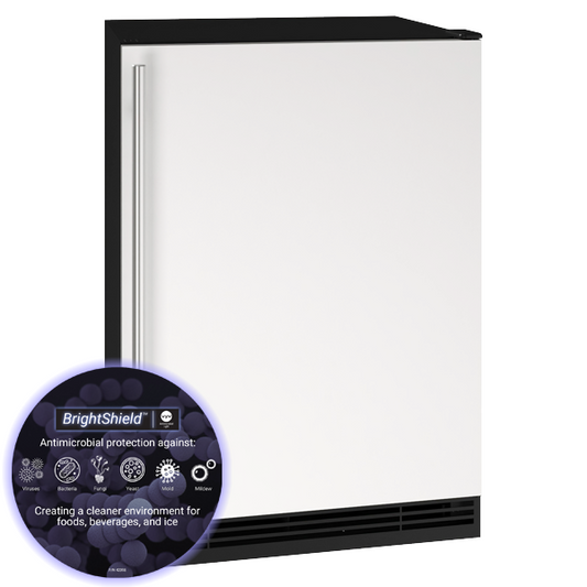 U-Line | Solid Refrigerator 24" Reversible Hinge White Solid 115v BrightShield | 1 Class | UHRE124-WS81A