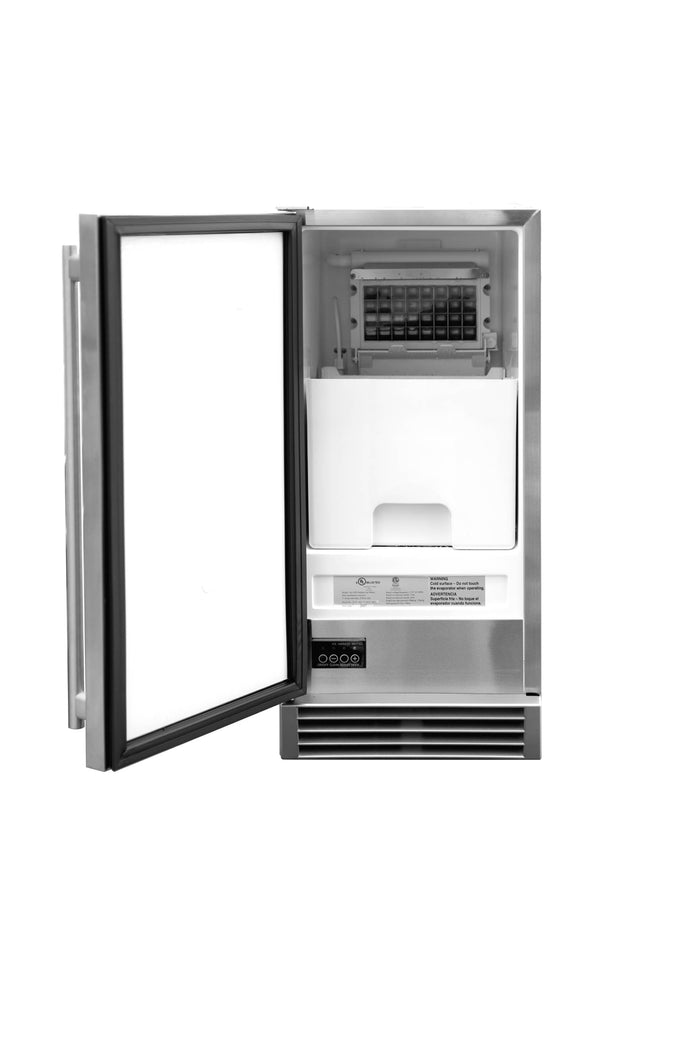 TruFlame - 15" UL Outdoor Rated Ice Maker w/Stainless Door - 50 lb. Capacity | TF-IM-15