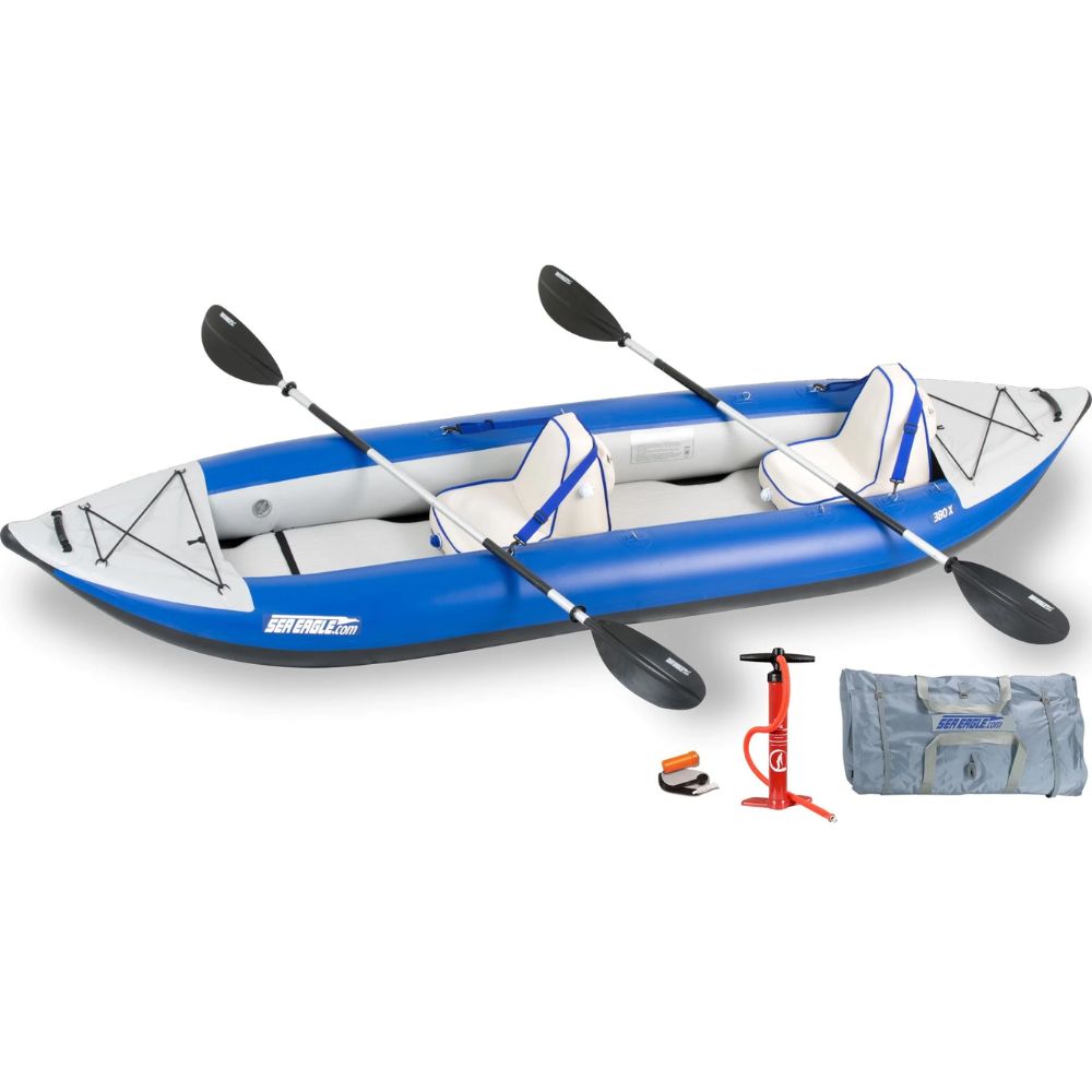 Sea Eagle - 380X Deluxe  3 Person 12'6" White/Blue Inflatable Explorer Kayak ( 380XK_D )
