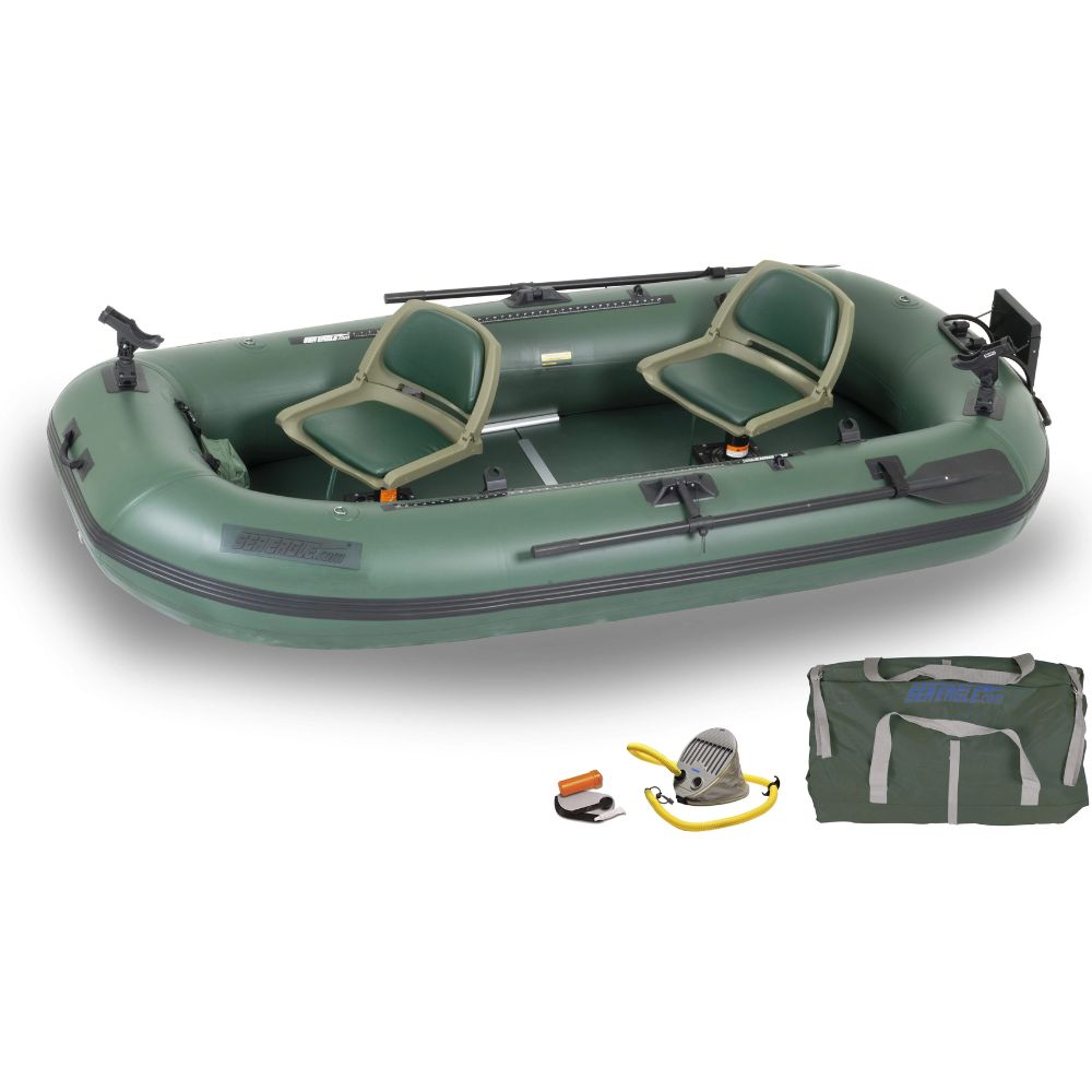 Sea Eagle - 4 Person 10'1" Green Stealth Stalker 10 Inflatable Frameless Fishing Boat Package ( STS10K_P )