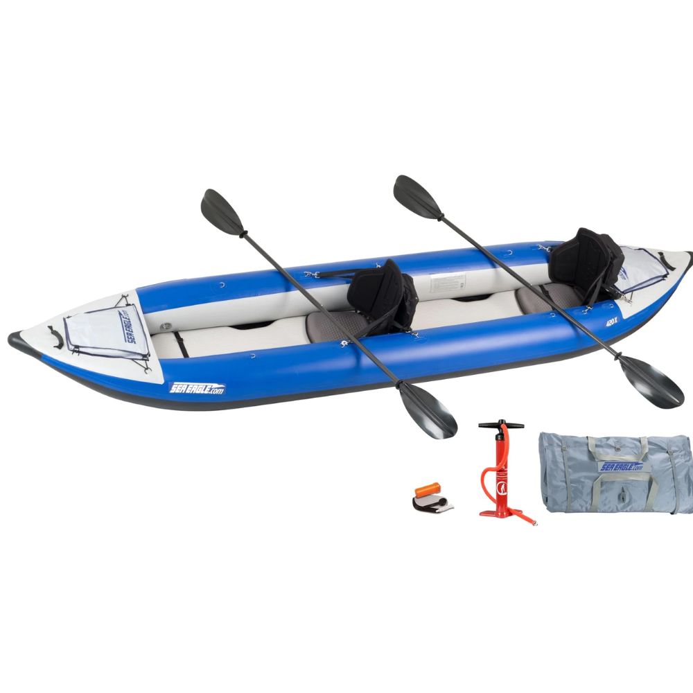 Sea Eagle - 420X Pro Carbon 3 Person 14'1" White/Blue Explorer Inflatable Kayak ( 420XK_PC )