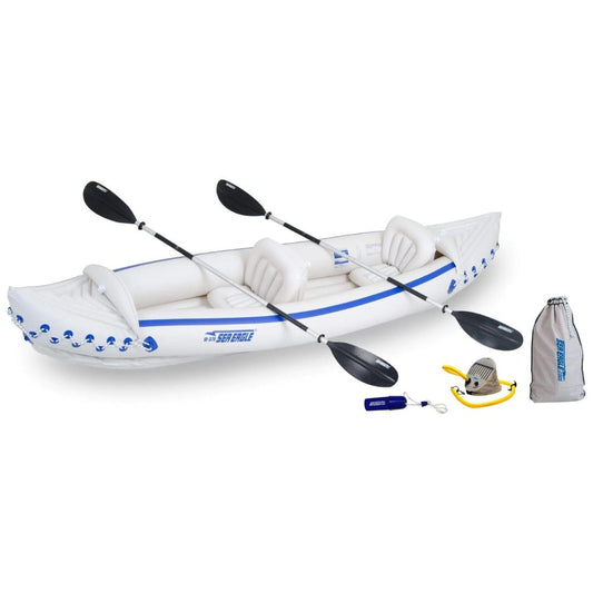 Sea Eagle - SE370 3 Person 12'6" White/Blue Inflatable Sport Kayak Deluxe Package ( SE370 )
