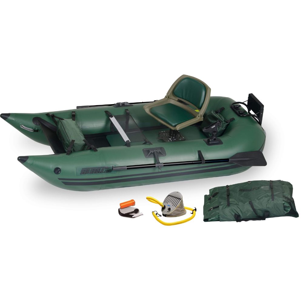 Sea Eagle - 285FPB 1 Person 9' Green Inflatable Pro Framless Pontoon Fishing Boat Package ( 285FPBK_P )