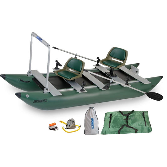 Sea Eagle - 375FC Pro 2 Person 12'4" Green FoldCat Pro Angler Guide Pontoon Package Hull Fishing Boat ( 375FCK_P )
