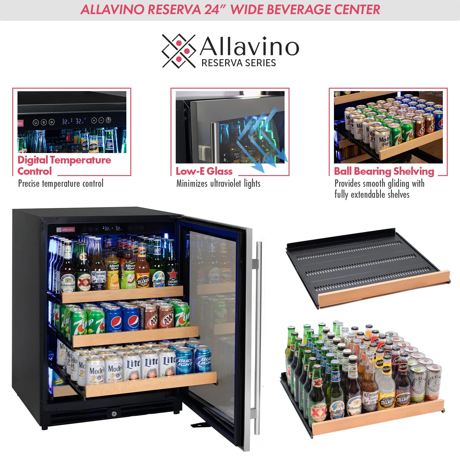 Allavino - 24" Wide Reserva Series Stainless Steel Right Hinge Beverage Center