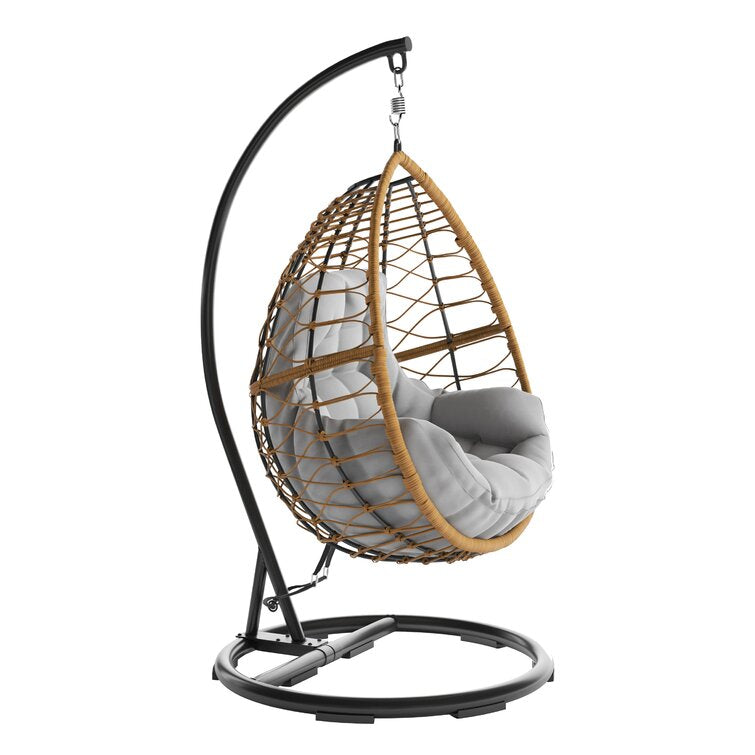 Mod Furniture - Willa Steel Outdoor Hanging Egg Chair with Gray Cushions | WILLAEGG-GRY