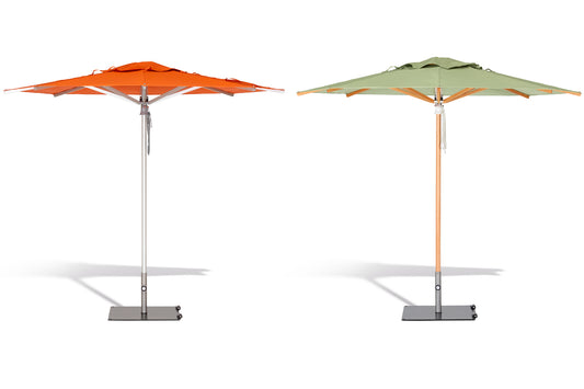 Woodline - 10’ Round Pulley Lift Umbrella, Aluminum/Eucalyptus - Elegance, Pacific - SA30RE