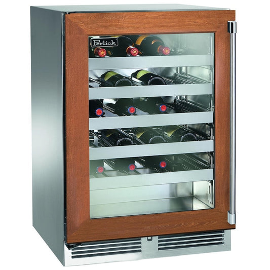 Perlick - Signature Series Shallow Depth 18" Depth Marine Grade Wine Reserve with fully integrated panel-ready glass door, with lock - HH24WM
