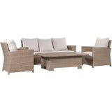 Mod Furniture - Aiden 4-Piece Alunimum Patio Conversation Set with Light Grey Cushions and Adjustable Coffee Table | AIDEN4PC-GRY