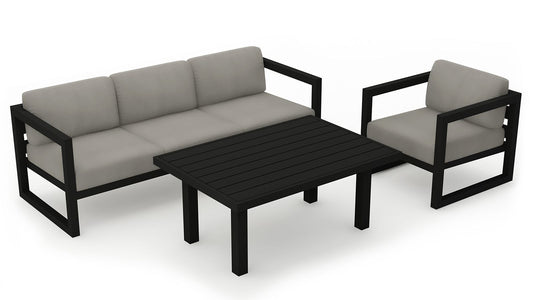 Harmonia Living - Avion Classic 3 Piece Sofa Set - Black | AVN-BK-SET138