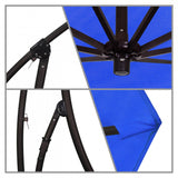 California Umbrella - 9 ft. Bronze Aluminum Cantilever Patio Umbrella with Crank Open 360 Rotation in Pacific Blue Sunbrella