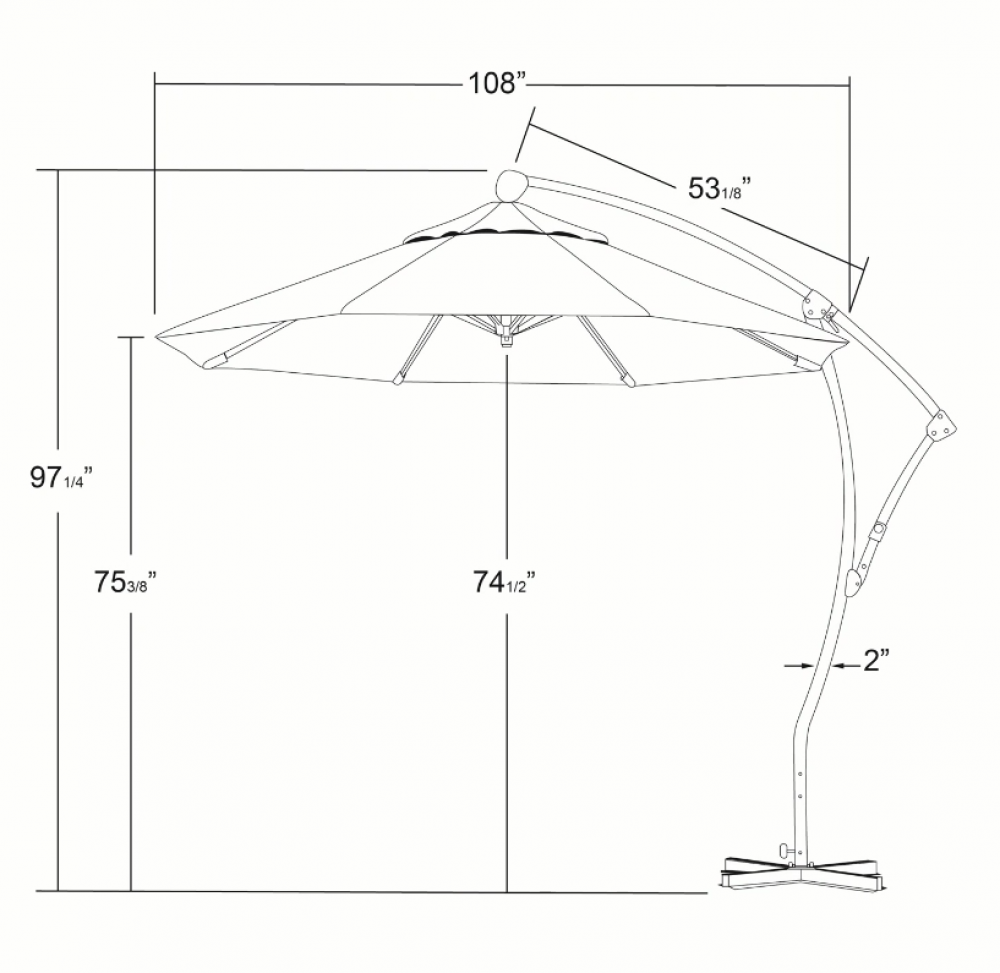 California Umbrella - 9 ft. Bronze Aluminum Cantilever Patio Umbrella with Crank Open 360 Rotation in Pacific Blue Sunbrella