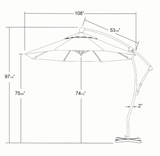 California Umbrella - 9 ft. Bronze Aluminum Cantilever Patio Umbrella with Crank Open 360 Rotation in Pacific Blue Sunbrella