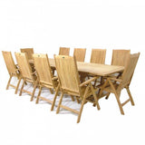 Westminster Teak - 11 Piece Veranda Recliner Teak Dining Set Rectangular 118" Extendable Table - 70096
