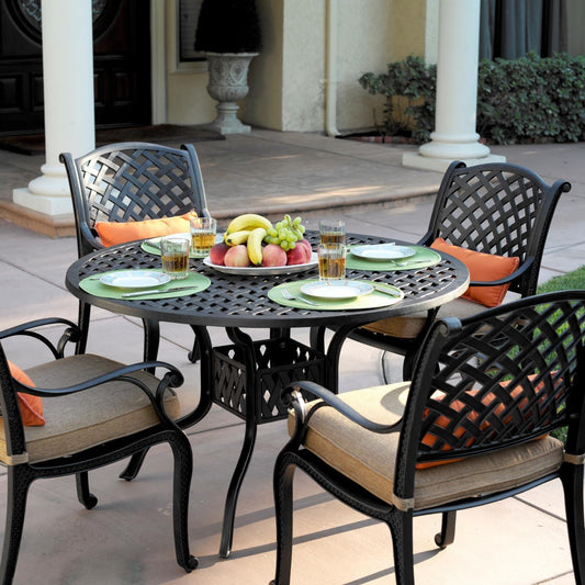 Darlee - Nassau 5-Piece Patio Dining Set with Cushions and 48'' Round Dining Table  - DL13-5PC-30C