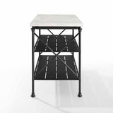 Crosley Furniture - Madeleine French Industrial Kitchen Island in Matte Black with White Faux Marble Table Top, 53-1/4" W x 24" D x 36" H