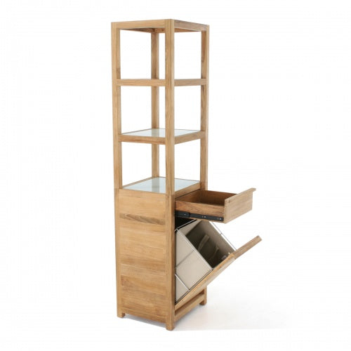 Westminster Teak - Pacifica Laundry Tower Tilt Out Bin with Shelves - 18815