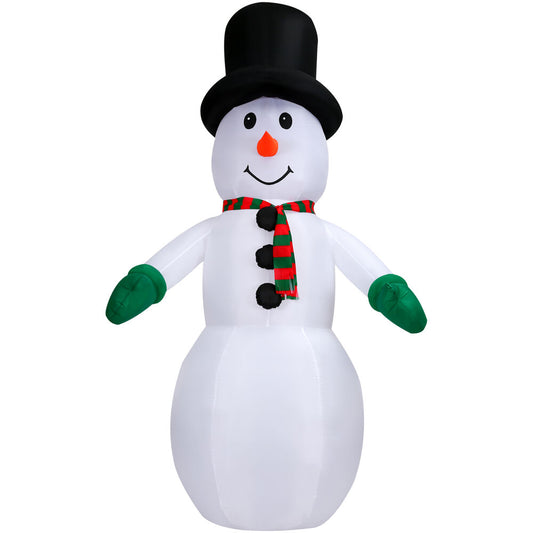 Christmas Time - 10-Ft. Pre-Lit Inflatable Snowman Outdoor Christmas Decoration - White