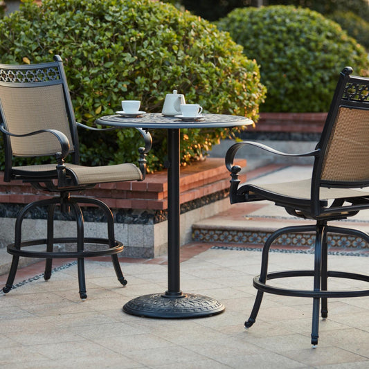 Darlee - Mountain View 3-Piece Patio Counter Height Bar Set with 30'' Round Pedestal Bar Table  - 201610-3PC-60CJ