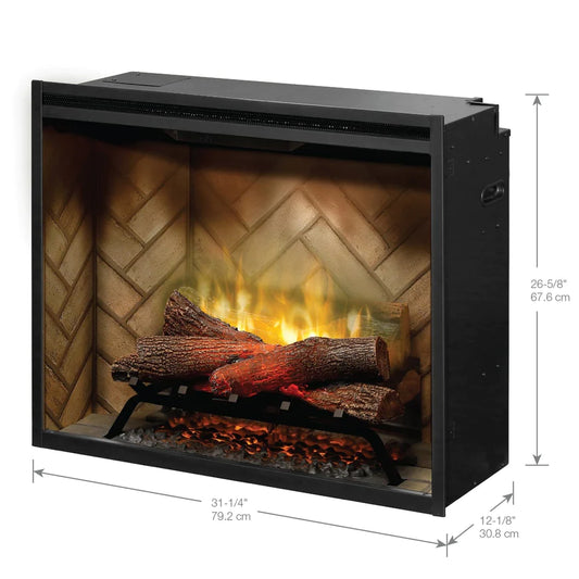 Dimplex - Revillusion 30" Herringbone Built-In Electric Firebox with Glass Pane and Plug Kit - 500002388