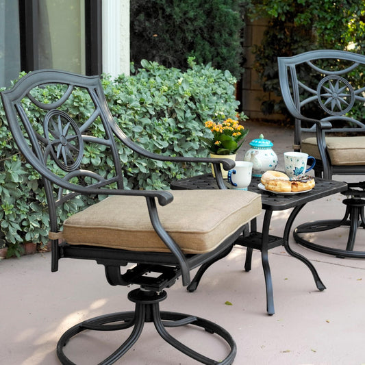 Darlee - Ten Star 3-Piece Patio Bistro Set with Cushions and 21'' Square End Table  - DL503-3PC-30A