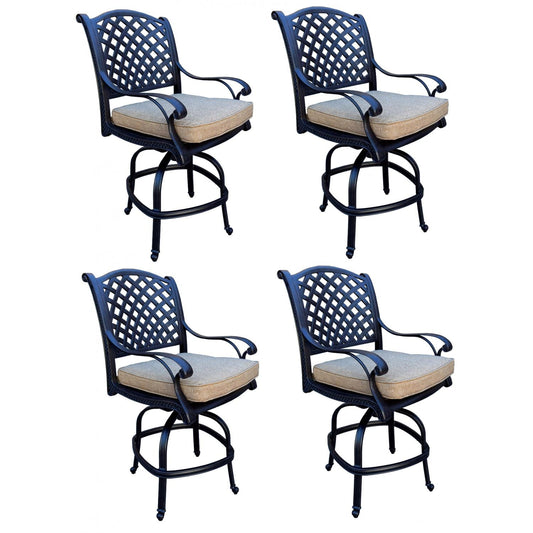 Darlee - Nassau Patio Counter Height Swivel Bar Stool with Cushion (Set of 4) - DL13-7CH-4