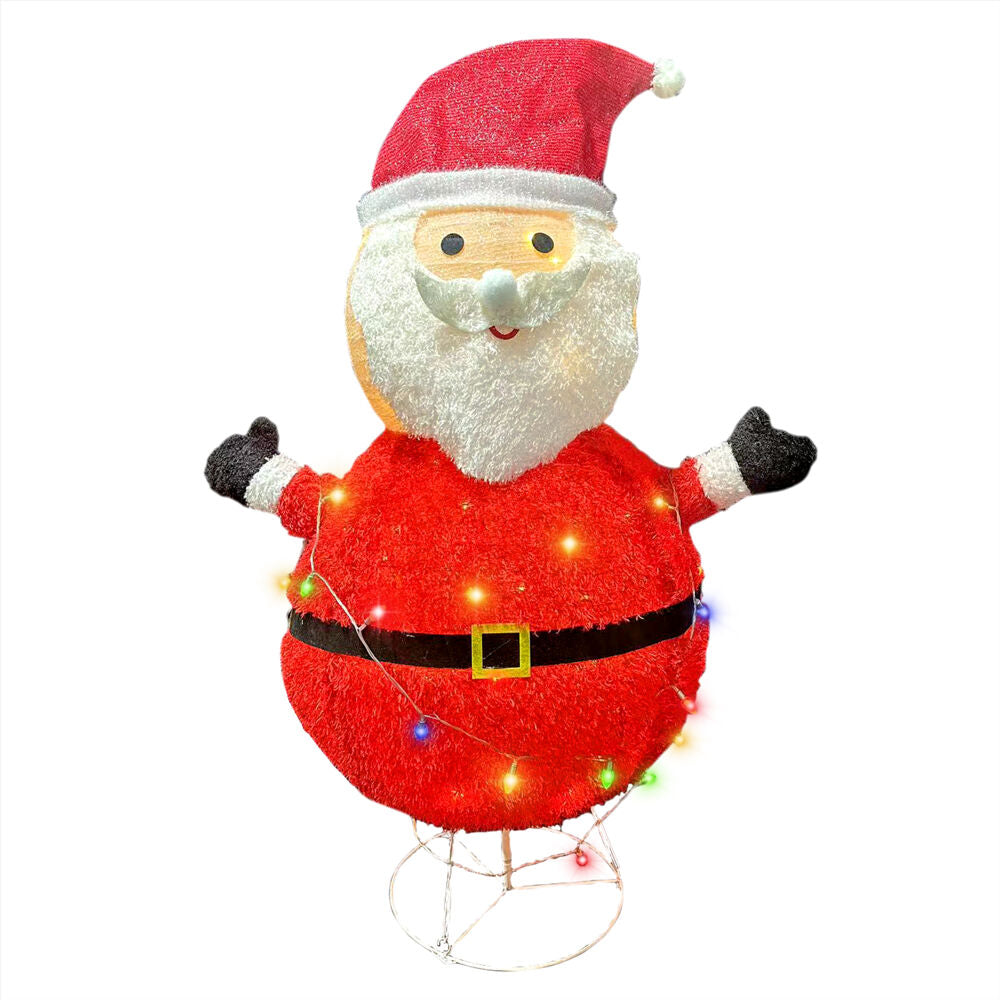 Fraser Hill Farm - 4-Ft. Prelit Collapsible Tinsel Santa Indoor or Outdoor Decoration - Red