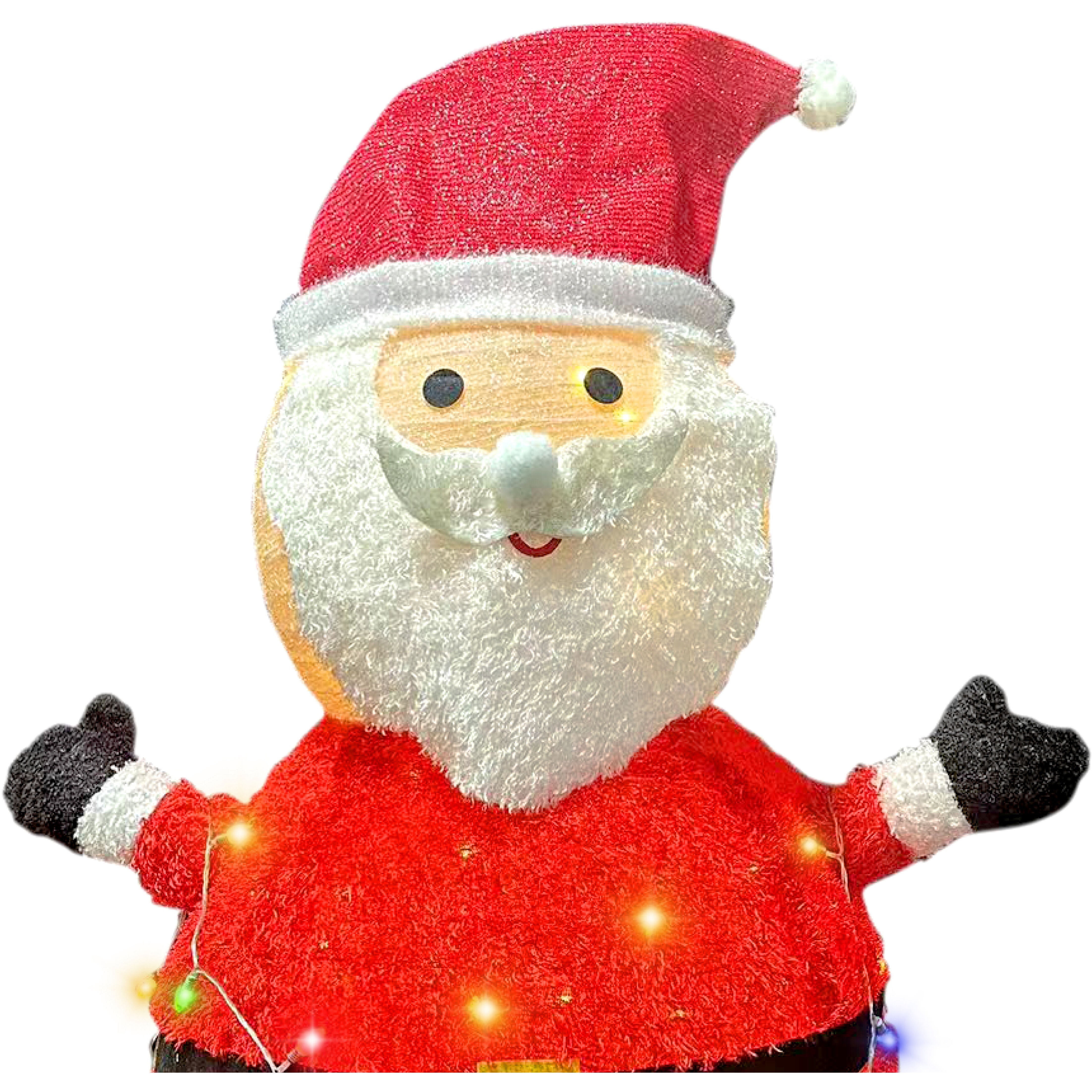 Fraser Hill Farm - 4-Ft. Prelit Collapsible Tinsel Santa Indoor or Outdoor Decoration - Red