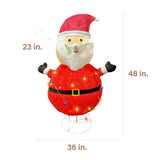 Fraser Hill Farm - 4-Ft. Prelit Collapsible Tinsel Santa Indoor or Outdoor Decoration - Red