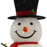 Fraser Hill Farm - 4-Ft. Prelit Collapsible Tinsel Snowman Outdoor Decoration - White