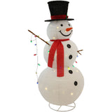 Fraser Hill Farm - 4-Ft. Prelit Collapsible Tinsel Snowman Outdoor Decoration - White