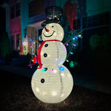 Fraser Hill Farm - 4-Ft. Prelit Collapsible Tinsel Snowman Outdoor Decoration - White