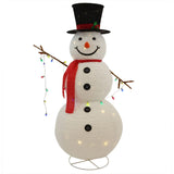 Fraser Hill Farm - 4-Ft. Prelit Collapsible Tinsel Snowman Outdoor Decoration - White