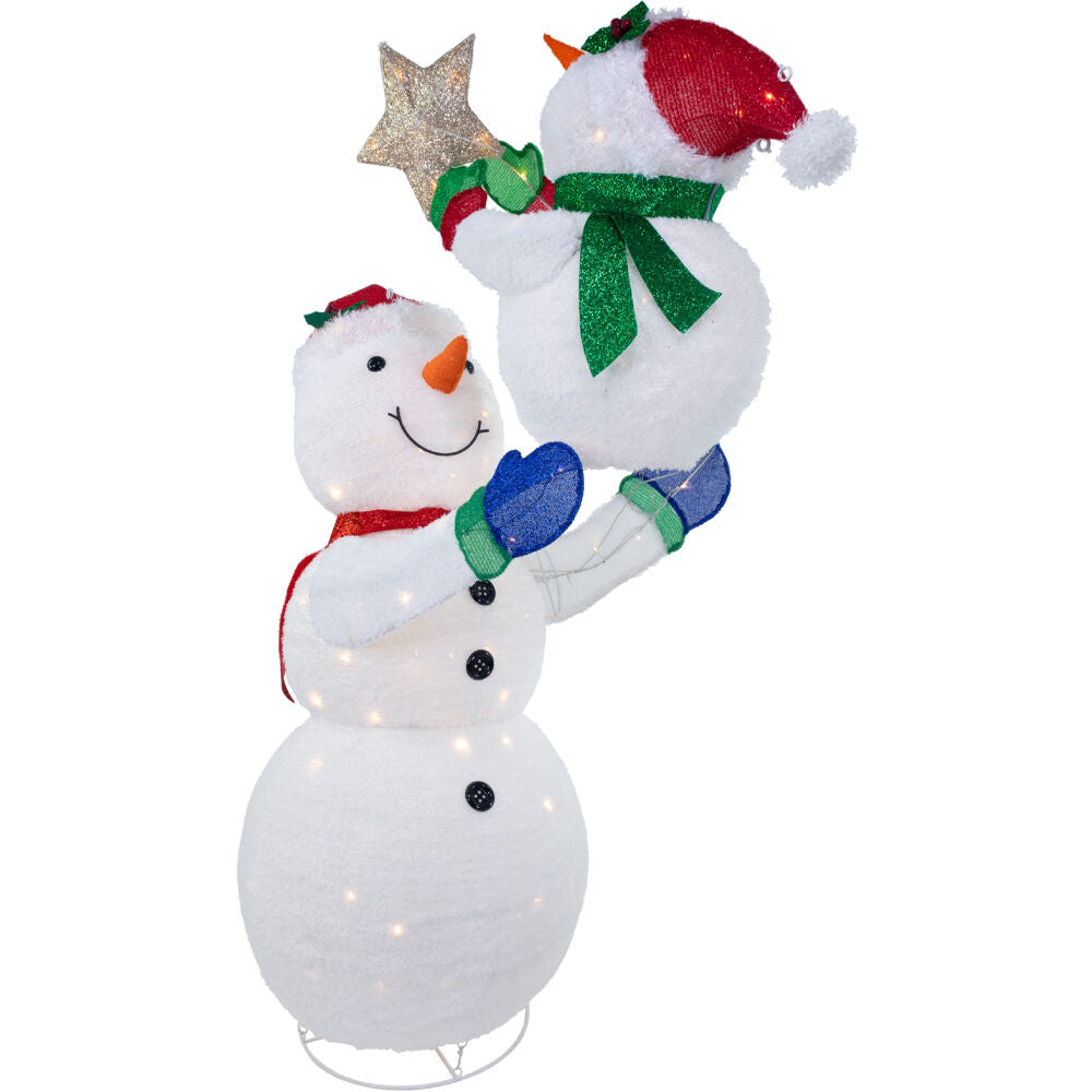 Fraser Hill Farm - 6-Ft. Prelit Tinsel Snowman Decoration with LED Lights