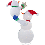 Fraser Hill Farm - 6-Ft. Prelit Tinsel Snowman Decoration with LED Lights