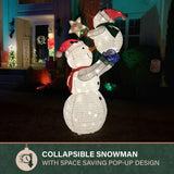 Fraser Hill Farm - 6-Ft. Prelit Tinsel Snowman Decoration with LED Lights