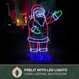 Fraser Hill Farm - 5-Ft. Prelit LED Santa with Waving Arm Outdoor Decoration - Multi