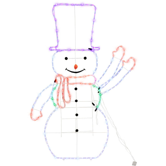 Fraser Hill Farm - 5-Ft. Prelit LED Snowman with Waving Arm Outdoor Decoration - Multi