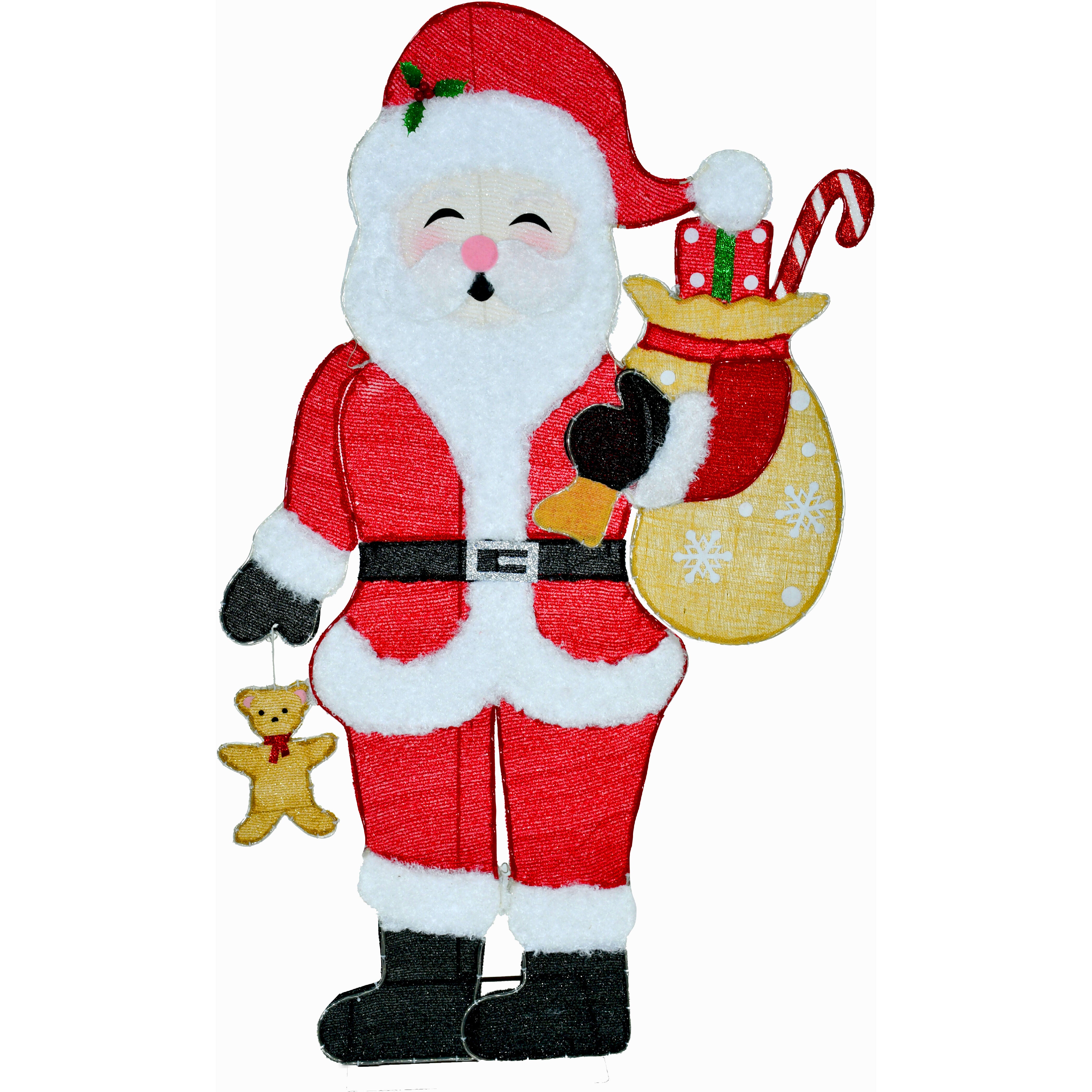 Fraser Hill Farm - 5-Ft. Prelit Tinsel Santa Claus Decoration with LED Lights