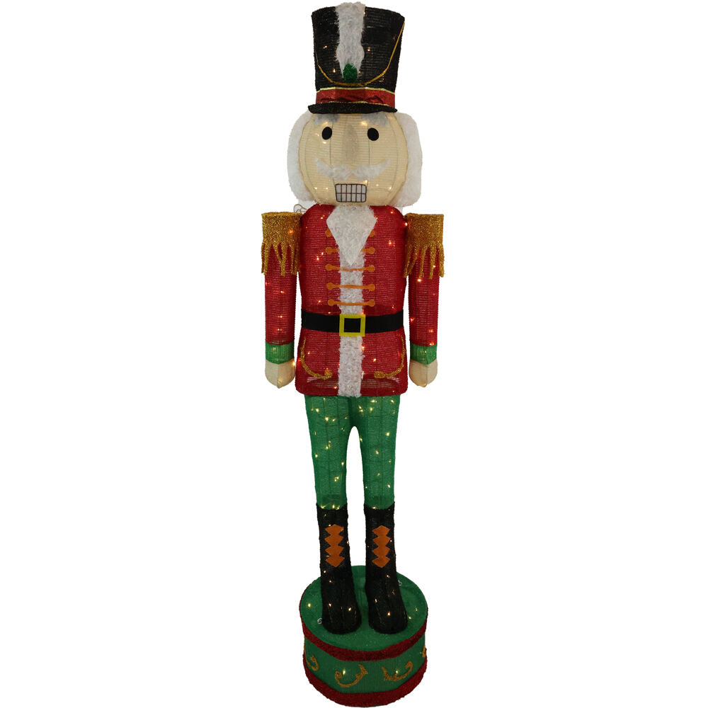 Fraser Hill Farm - 6-Ft. Prelit Tinsel Nutcracker Indoor or Outdoor Decoration - Multi