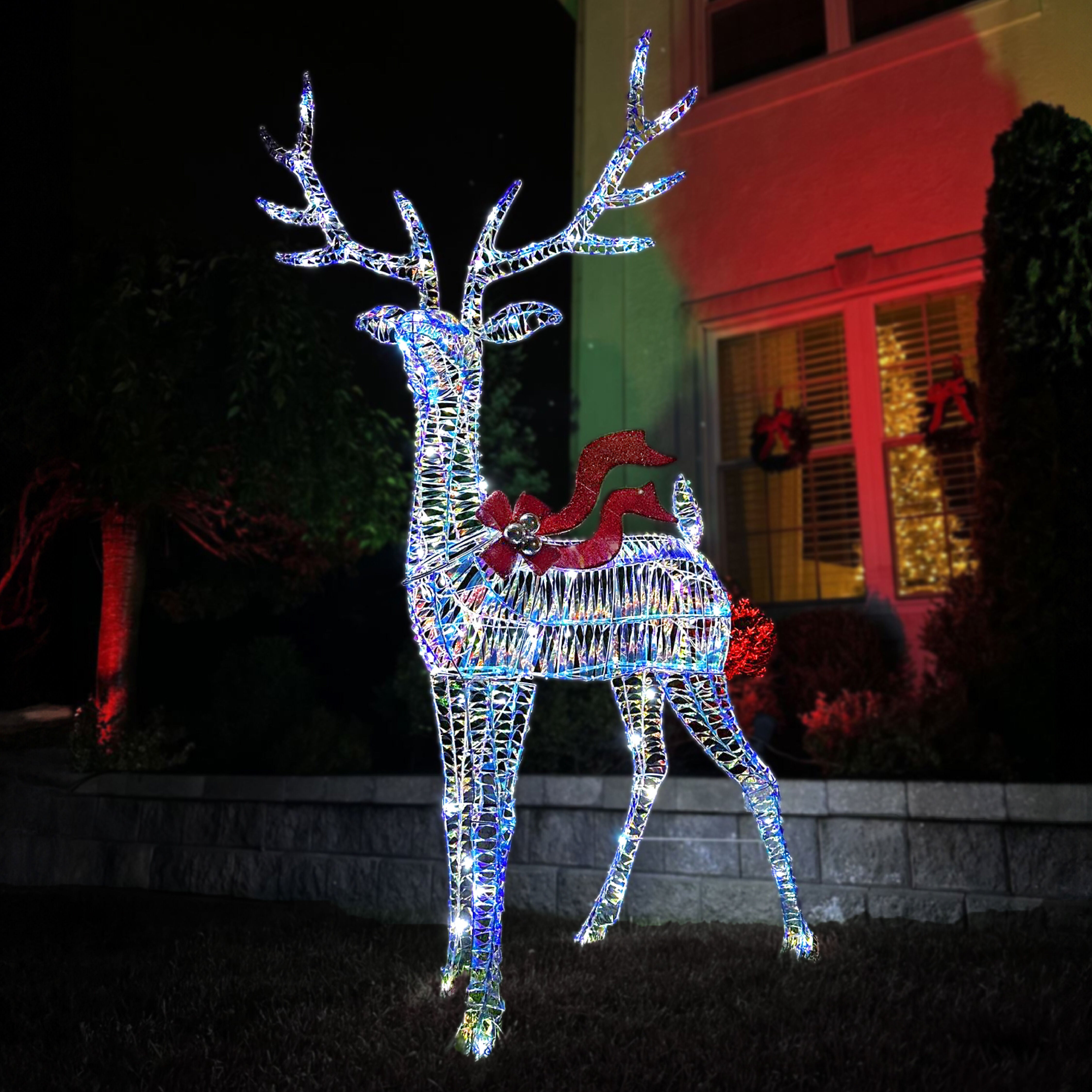 Fraser Hill Farm - 6-Ft. Prelit Iridescent Reindeer Decoration with LED Lights