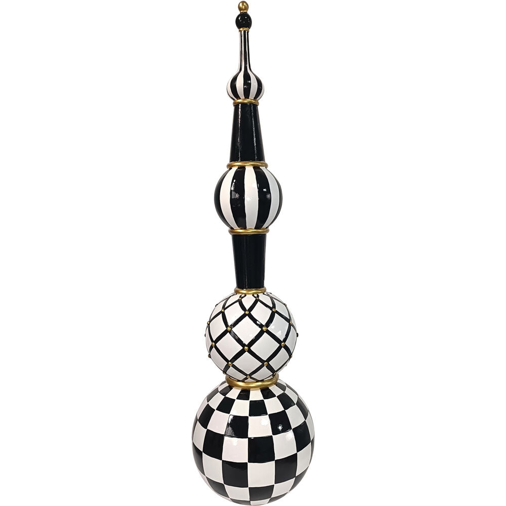 Fraser Hill Farm - 36-In. Black and White Decorative Christmas Finial - Black, White