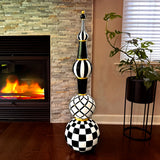 Fraser Hill Farm - 4-Ft. Black and White Decorative Christmas Finial - Black, White