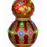 Fraser Hill Farm - 4-Ft. Metallic Finial Statue with LED Lights and Music - Red, Gold