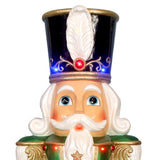 Fraser Hill Farm - 4.8-Ft. Metallic Nutcracker Statue with LED Lights and Music - Green, Multi