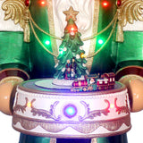 Fraser Hill Farm - 4.8-Ft. Metallic Nutcracker Statue with LED Lights and Music - Green, Multi