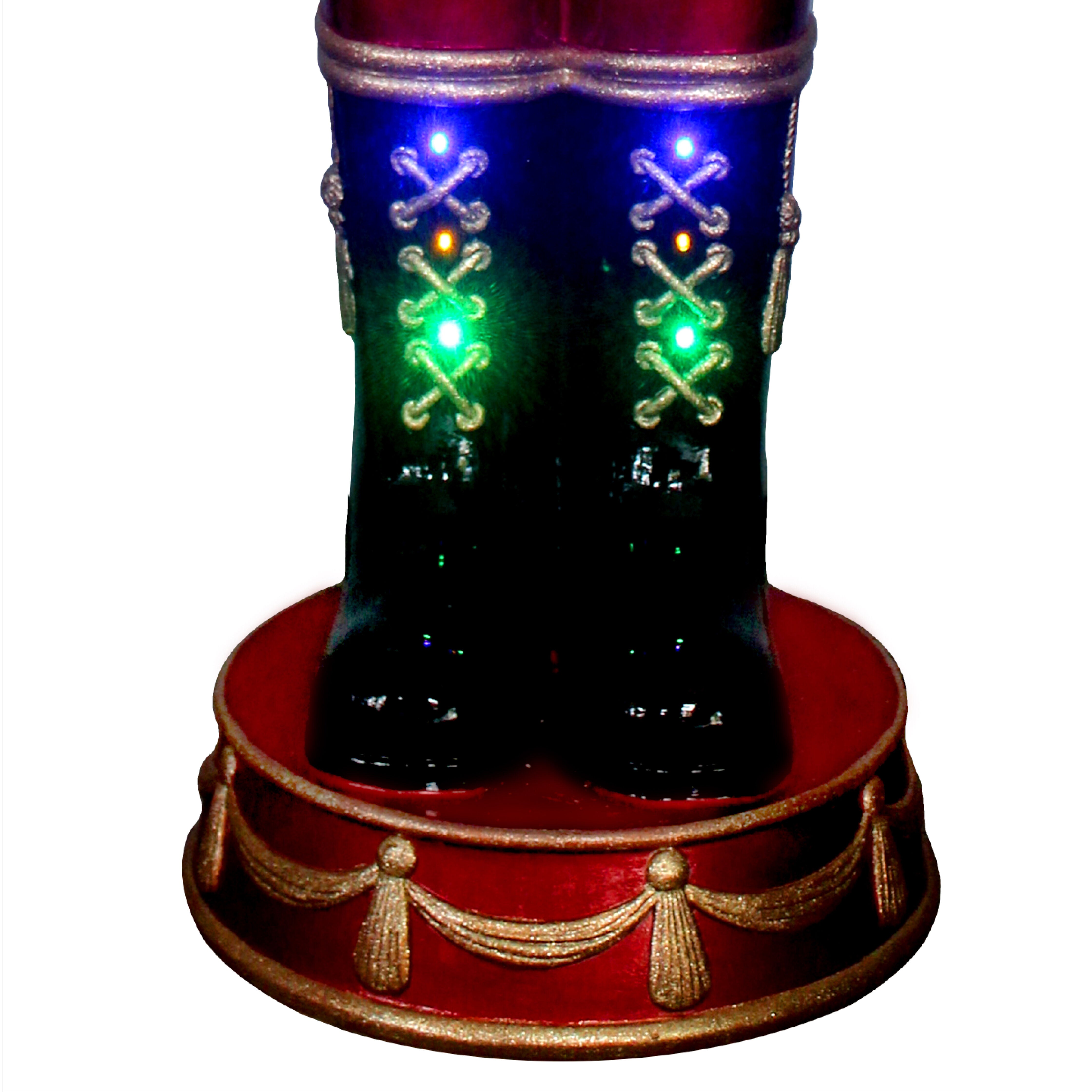 Fraser Hill Farm - 4.8-Ft. Metallic Nutcracker Statue with LED Lights and Music - Green, Multi