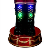 Fraser Hill Farm - 4.8-Ft. Metallic Nutcracker Statue with LED Lights and Music - Green, Multi